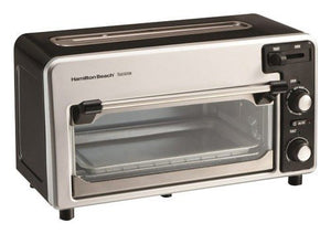 Hamilton Beach - Toastation 2-Slice Extra-Wide-Slot Toaster and Oven - Black and Brushed Stainless Steel